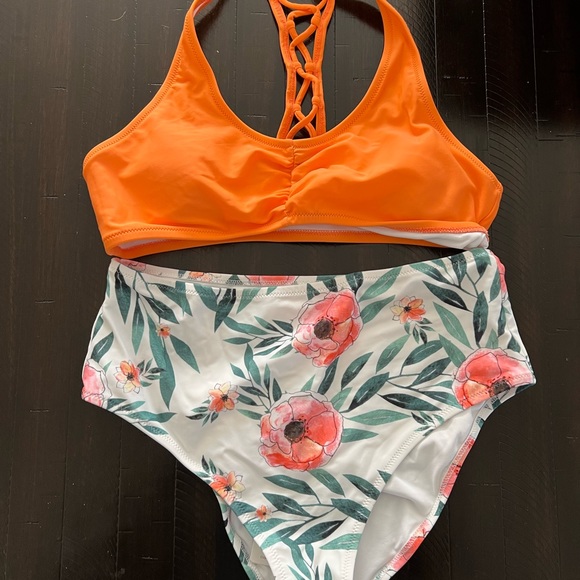 Cupshe Swim Cupshe Orange Floral Bikini Poshmark